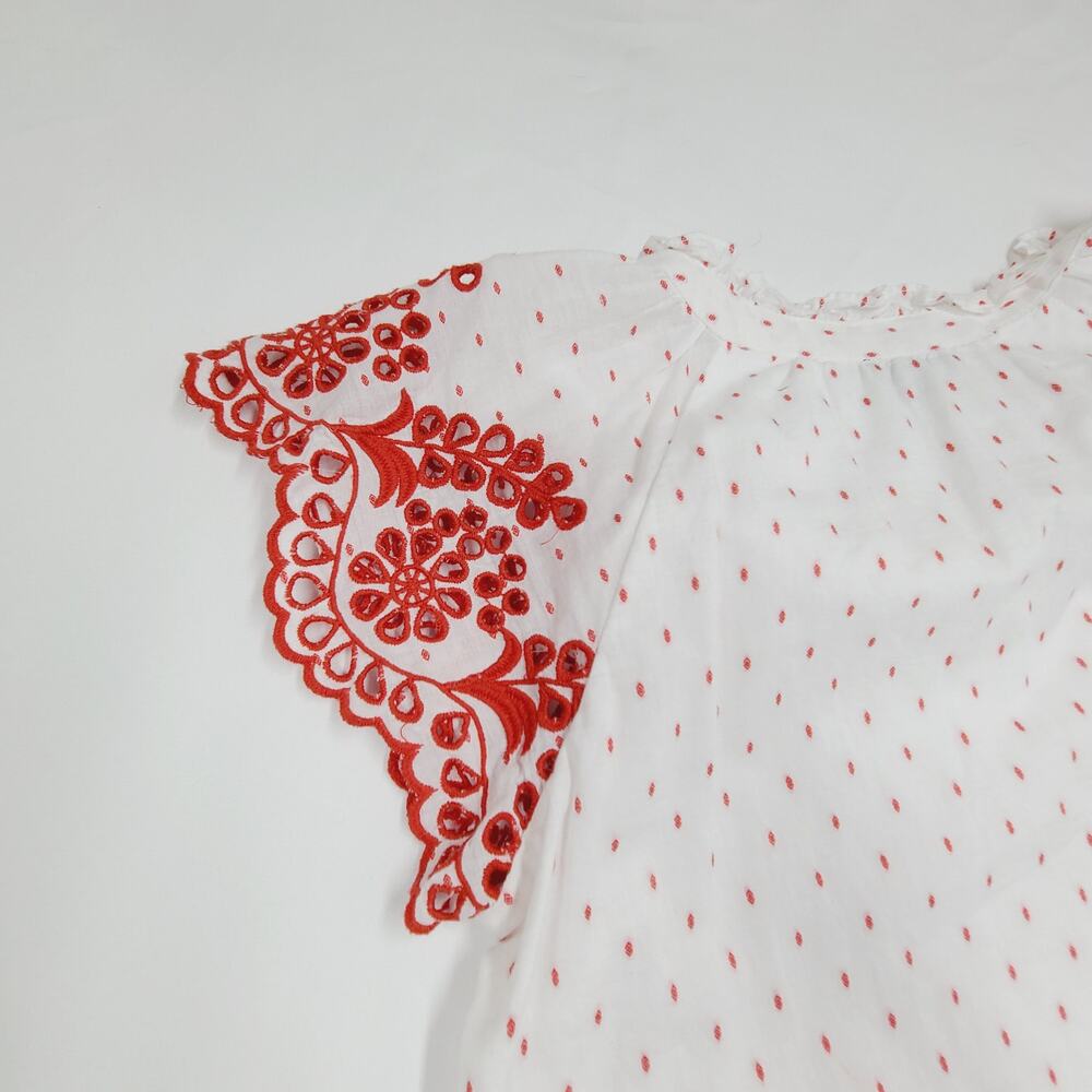 Talbots Embroidered Flutter-Sleeve Top Women's P Tassel Ties - Picture 12 of 12
